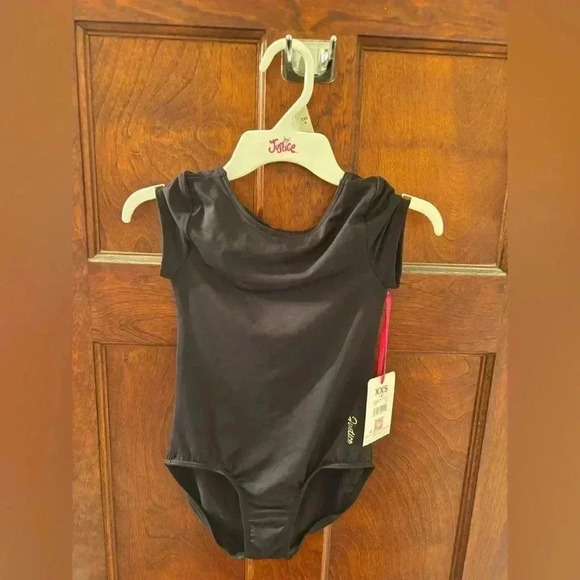 NWTx3! Justice Cap Sleeve Bow Back leotards: black XXS 4, S 7/8, pink M 10 🩰 - Picture 7 of 15